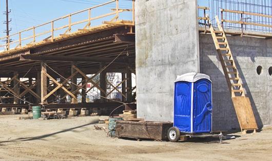 convenient bathroom solution for workers on a busy job site